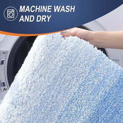 OLANLY Bathroom Rugs Mat 70x24, Extra Soft Absorbent Microfiber Bath Rugs, Rubber Backing, Quick Dry, Machine Washable Bath Mats for Bathroom Floor, Tub and Shower, Home Decor Accessories, Light Blue