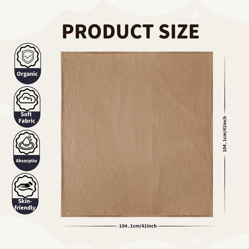 Muslin Swaddle Blankets for Newborn, 2 Pack Breathable Soft Receiving Blanket, Large 41 x 41 inches Swaddle Wrap Burping Clothes, Essentials Infant Shower Items. (Beige & Coffee)