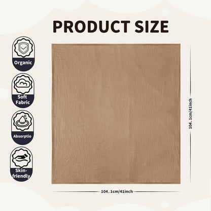 Muslin Swaddle Blankets for Newborn, 2 Pack Breathable Soft Receiving Blanket, Large 41 x 41 inches Swaddle Wrap Burping Clothes, Essentials Infant Shower Items. (Beige & Coffee)