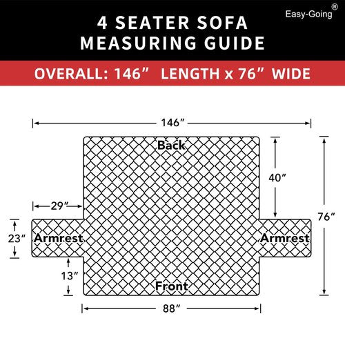 Easy-Going 4 Seater Sofa Slipcover Reversible Sofa Cover Water Resistant Couch Cover with Foam Sticks Elastic Straps Furniture Protector for Pets Children Dog Cat (XX-Large, PeacockBlue/Beige)