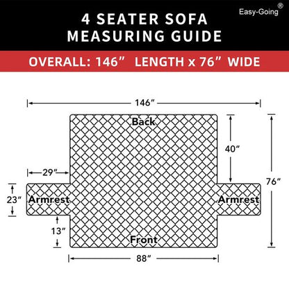 Easy-Going 4 Seater Sofa Slipcover Reversible Sofa Cover Water Resistant Couch Cover with Foam Sticks Elastic Straps Furniture Protector for Pets Children Dog Cat (XX-Large, PeacockBlue/Beige)
