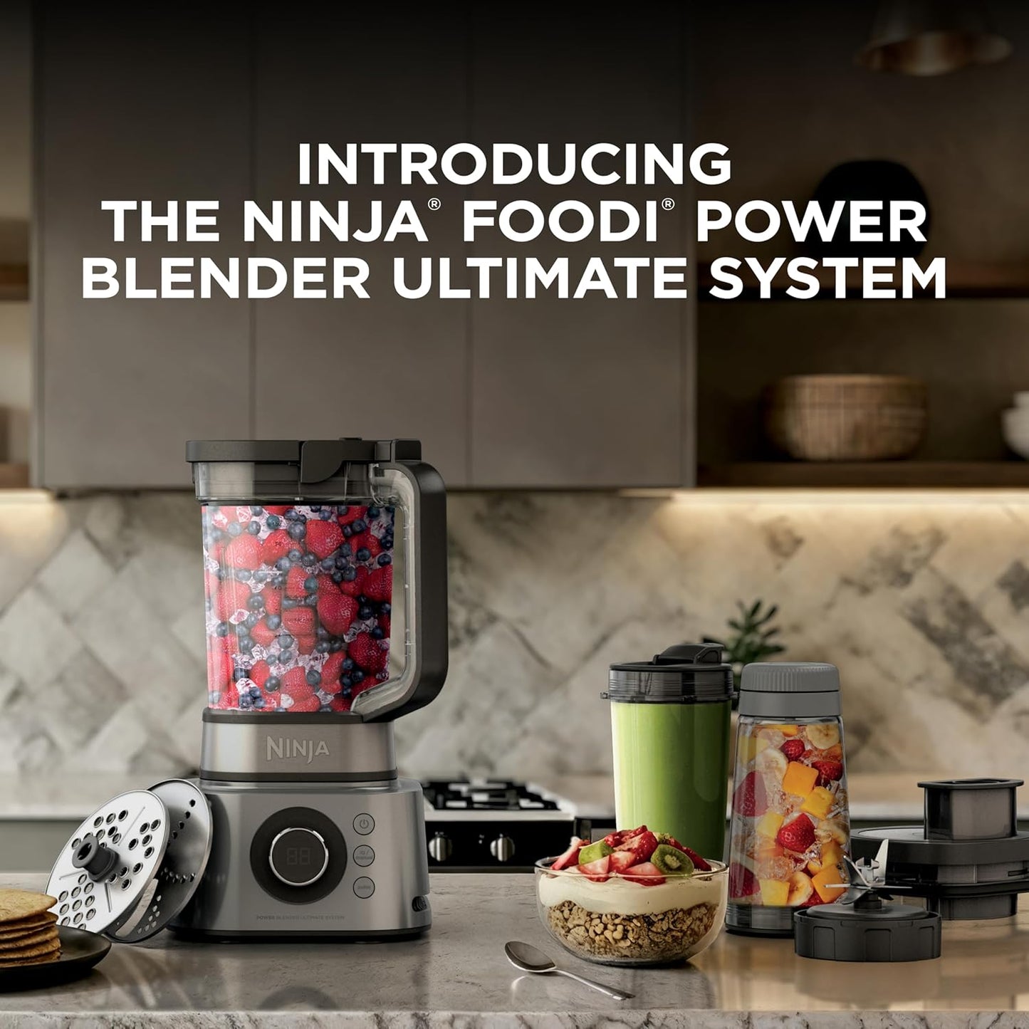 Ninja Foodi Power Blender System - 6 Functions for Smoothies & Shakes | 72-Oz Pitcher & To-Go Cups, Silver
