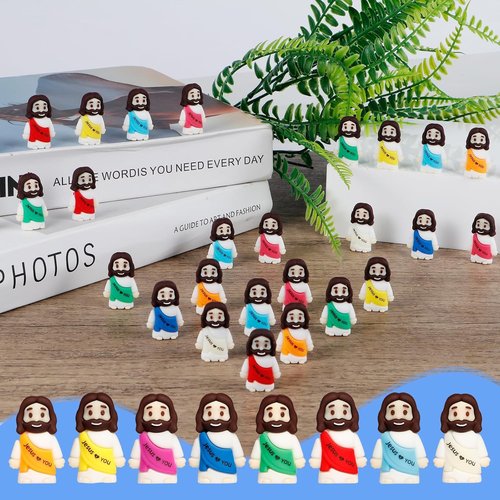 Little Jesus Figures - 80PCS Mini Jesus Figurines in 10 Colors | Perfect for Easter Egg Stuffers & Religious Gifts