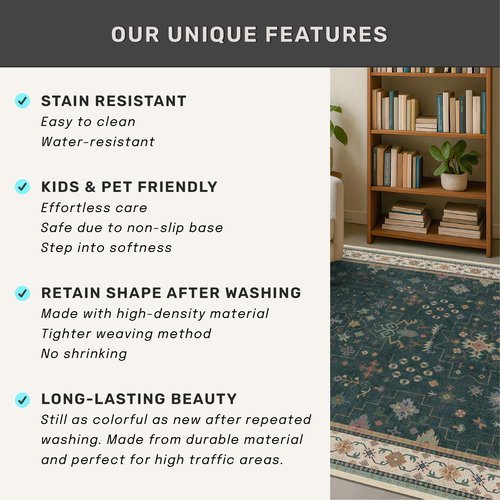 Dark Green Washable Kitchen Runner Rug, 2'6"x8' Wide & Long Non-Slip Rubber Backing Runner for Hallways, Stain Resistant Rugs for Entryway