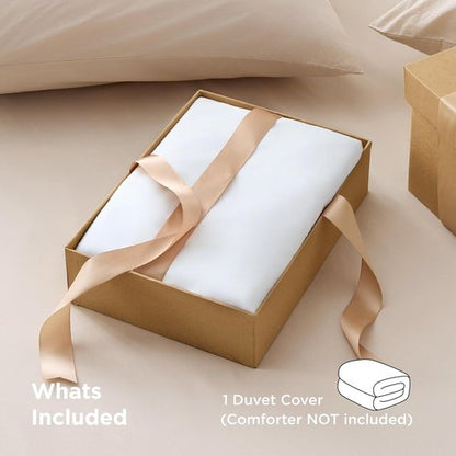Bedsure Duvet Cover - Queen Size Luxury Soft Bedding, Double Brushed All Season, White, Zipper Closure (90"x90")
