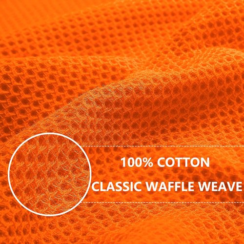Homaxy 100% Cotton Kitchen Dish Towels - Ultra Soft, Absorbent & Quick Drying | 13 x 28 Inches, 4-Pack, Orange