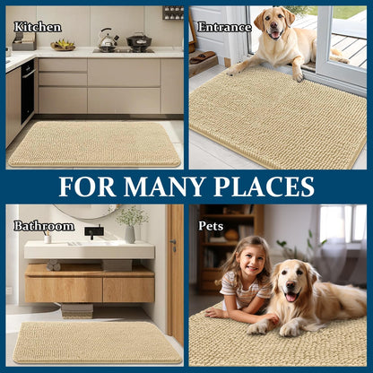 OLANLY Dog Door Mat - Absorbent Non-Slip Washable Chenille Mat for Muddy Paws | 70x24 Inches, Quick Dry