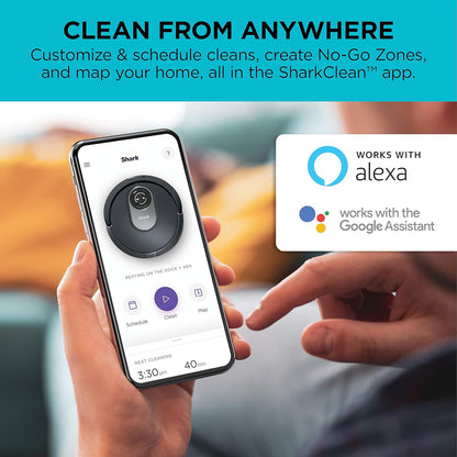 Shark AI Robot Vacuum - Smart Mapping & Scheduling | Pet Hair Pickup | Black/Silver (RV2001)