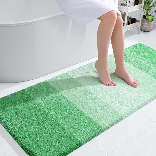 OLANLY Large Bathroom Rugs - Extra Soft Microfiber Mat 54x24 | Quick Dry & Machine Washable - Green