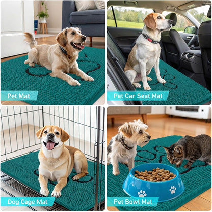 OLANLY Dog Door Mat - Absorbent Non-Slip Mud Mat for Paws | 30x20, Quick Dry Chenille, Lake Blue