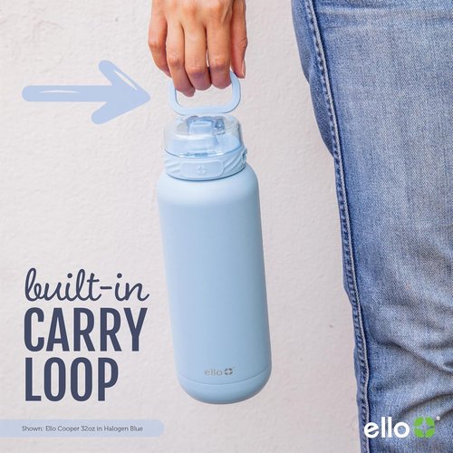 Ello Cooper 40oz Stainless Steel Water Bottle - Double Walled, Vacuum Insulated, Leak Proof | Halogen Blue