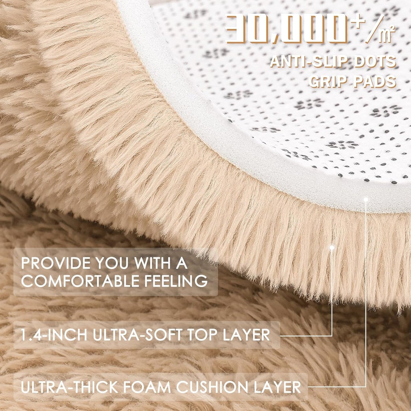 OLANLY Runner Rugs - Soft, Machine Washable Shaggy Design | 2x6 ft, Beige for Hallway & Bedroom Decor
