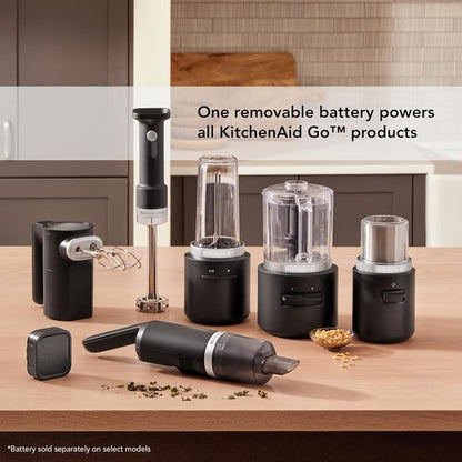 KitchenAid Go Cordless Hand Blender - Includes Battery, Sleek Black Matte Finish