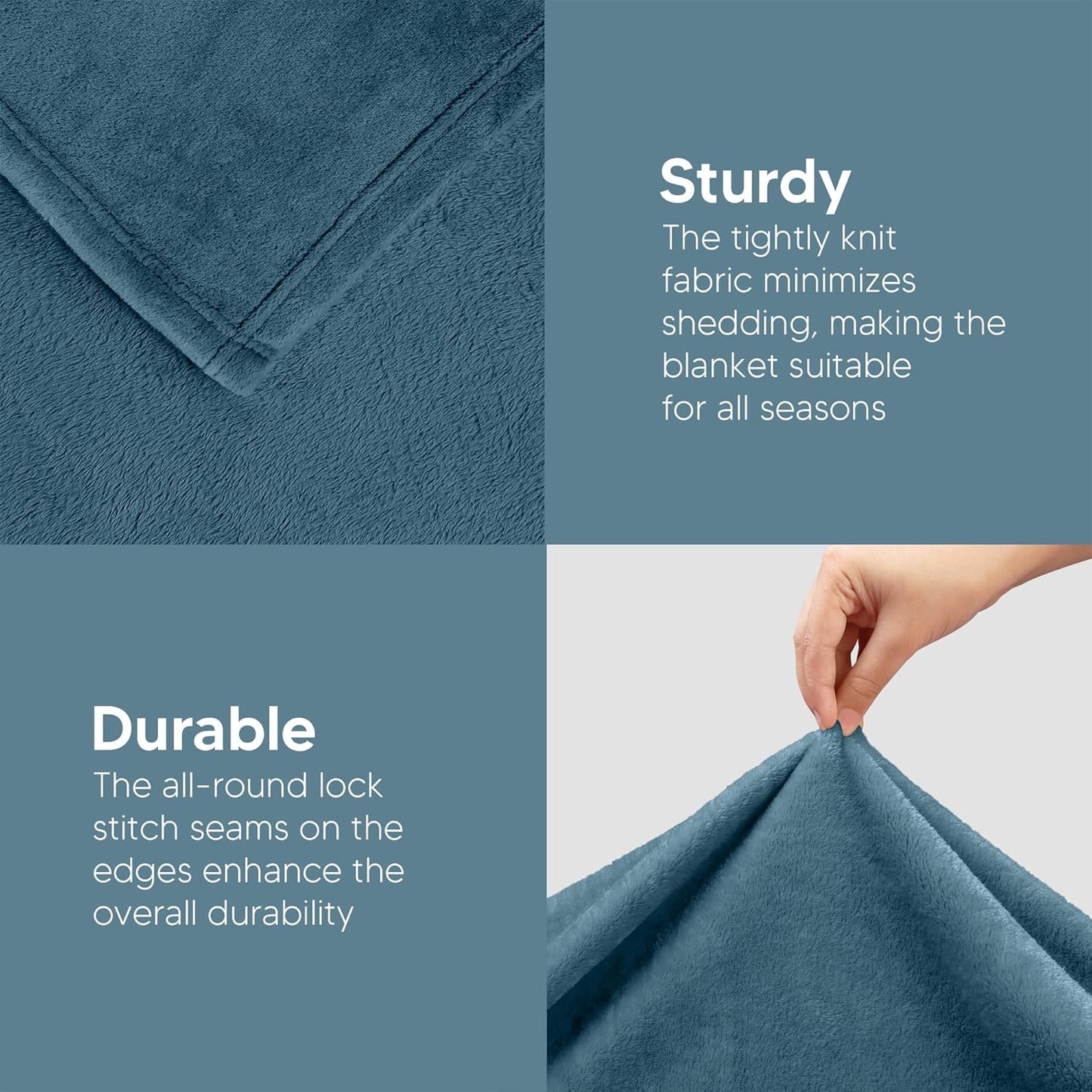 Utopia Bedding Fleece Blanket - Luxury Soft Microfiber Queen Size in Stone Blue (90x90 Inch)