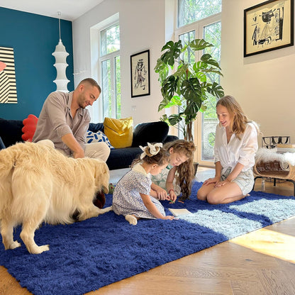 OLANLY Large Area Rug - Soft Fluffy Shaggy Carpet for Living Room & Bedroom | Navy Blue 7x10