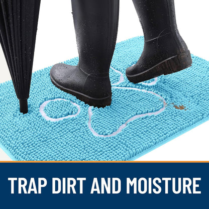 OLANLY Dog Door Mat - Absorbent Non-Slip Mud Mat for Muddy Paws | 40x32 Paw Print Design in Blue