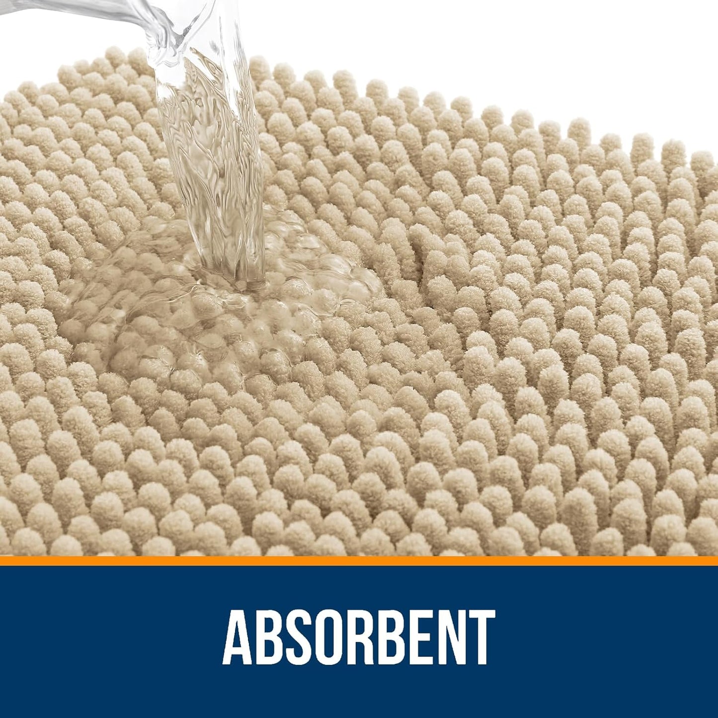 OLANLY Bath Rugs - Extra Soft Chenille | Quick-Dry, Machine Washable, 47x20, Beige
