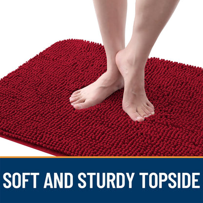 OLANLY Dog Door Mat - Absorbent Non-Slip Chenille Mat for Muddy Paws | 59x32 Inches, Quick Dry Red