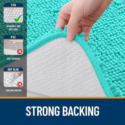 OLANLY Bathroom Runner Rugs - Extra Soft Chenille Bath Mats | Quick Dry, Machine Washable, 70x24, Teal