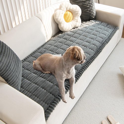 Gumfolk Pet Couch Covers for Sofa Slipcovers Couch Protector for Dogs Washable Cushion Cover, Sofa Pad Blanket Furniture, Dark Grey, 27in*59in
