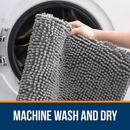 OLANLY Bathroom Rugs 44x32, Extra Soft Absorbent Chenille Bath Rugs, Rubber Backing Quick Dry, Machine Washable Bath Mats for Bathroom Floor, Tub and Shower, Home Decor Accessories, Grey