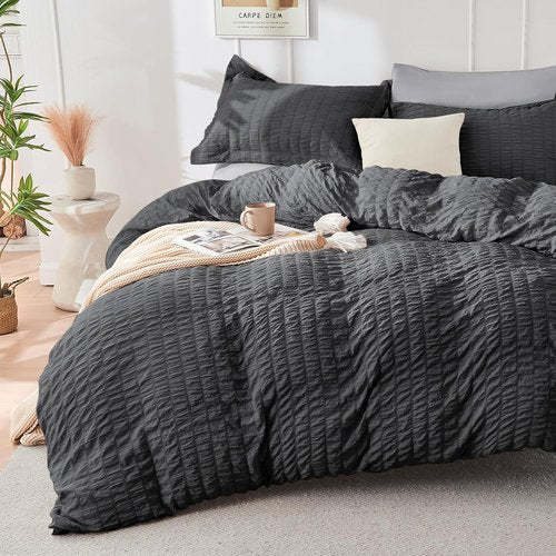 HYMOKEGE Twin XL Comforter Set - All-Season Luxury 5-Piece Bedding Set in Dark Grey/Light Grey