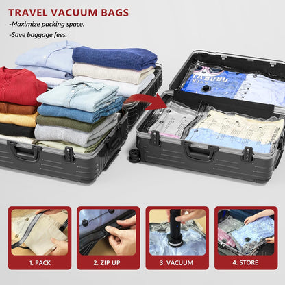 Skiennix Travel Vacuum Bags - Compression Packing Cubes with Rechargeable Electric Pump | 12 Combo Set for Space-Saving Luggage Storage