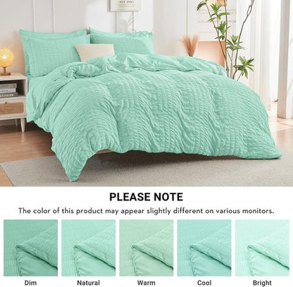 HYMOKEGE Mint Green Full Size Comforter Set - 7-Piece All-Season Luxury Bedding in a Bag