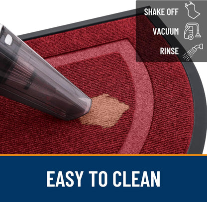 OLANLY Half Circle Door Mat - Waterproof All-Season Welcome Mat, Easy Clean, 29.5x17, Wine Red