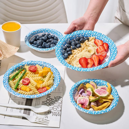 MUCHII 20 Oz Paper Bowls 180 Count Disposable Bowls, Printed Soak Proof Large Bowls for Breakfast, Lunch, and Dinner Meals