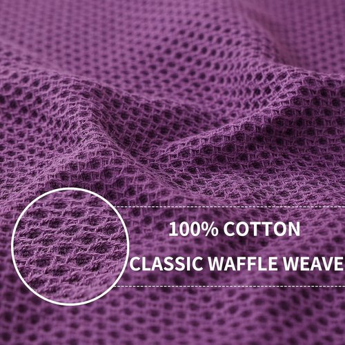 Homaxy 100% Cotton Waffle Weave Dish Cloths - Ultra Soft & Absorbent Kitchen Towels | 12x12 Inches, 6-Pack, Purple