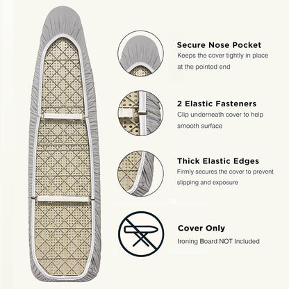 UniSimp Ironing Board Cover - Extra Thick Natural Cotton, Scorch & Stain Resistant | 15"x54", Heatproof Gray