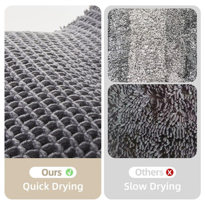 TYUU Waffle Bath Mat, Boho Bathroom Rugs Non Slip Washable Super Absorbent Quick Dry Bath Mat Farmhouse Bathroom Decor, 48"x24" Grey