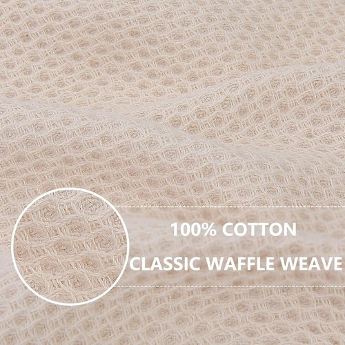 Homaxy Kitchen Dish Cloths - Ultra Soft 100% Cotton Waffle Weave, Quick Drying, 12 x 12 Inches, 8-Pack, Beige