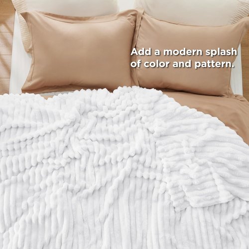 Bedsure GentleSoft California King Size Blanket - Cozy White Fleece Throw, 102x96 Inches, Perfect Gift for Women