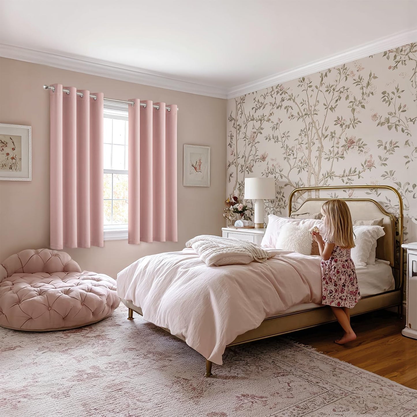 MIULEE Baby Pink Blackout Curtains - Thermal Insulated Room Darkening Drapes | 84 Inches Long, 2 Panels