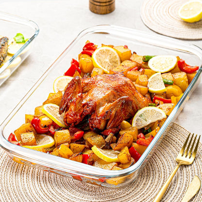 Tempered Glass Oblong Baking Dishes by [Brand Name] - 2 Pack Personal-Sized Cookware | 1 Quart