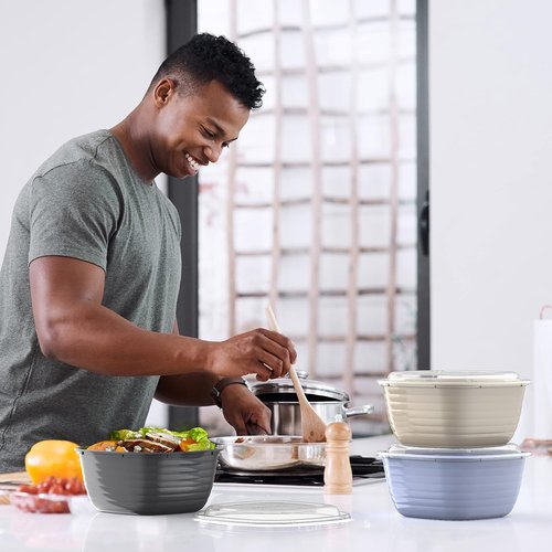 Bentgo Prep - 1-Compartment Meal Prep Bowls with Custom Fit Lids - Durable, Microwaveable, BPA-Free | 10 Bowls & Lids (Champagne)