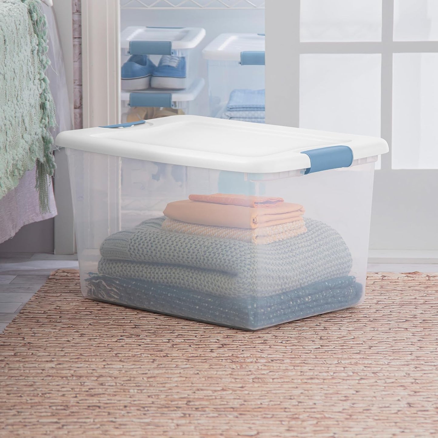 Sterilite 64 Quart Clear Plastic Storage Bins - 4-Pack Latching Organizers for Home & Dorm Use