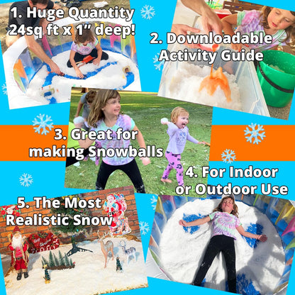Party Goat Bulk Fake Snow Powder - Instant Snow for Indoor & Outdoor Fun | 39oz Makes 15 Gallons
