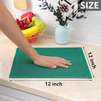 Homaxy 100% Cotton Dish Cloths - Ultra Soft, Absorbent & Quick Drying | 12 x 12 Inches, 6-Pack, Dark Green