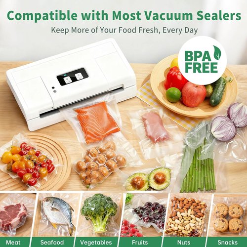 Aotto Vacuum Sealer Bags - 100 Count Quart 8" x 12" BPA-Free Commercial Grade Food Storage Bags