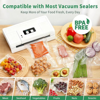 Aotto Vacuum Sealer Bags - 100 Count Quart 8" x 12" BPA-Free Commercial Grade Food Storage Bags