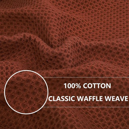 Homaxy 100% Cotton Waffle Weave Dish Cloths - Ultra Soft & Absorbent Kitchen Towels | 12x12 Inches, 8-Pack, Rust