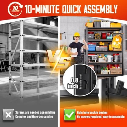 **Regine Switzerland Heavy-Duty Garage Shelving | Adjustable 5-Tier Metal Storage Unit - 2050 lbs Capacity, 78"x46"x20"**