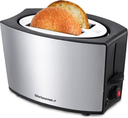 Elite Gourmet 2-Slice Toaster - Extra Wide 1.25” Slots, 6 Toast Settings & Slide-Out Crumb Tray, Stainless Steel