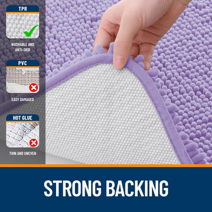OLANLY Bathroom Runner Rugs - Soft Absorbent Chenille Bath Mats | Quick Dry, Machine Washable, 70x24, Lavender