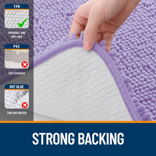 OLANLY Bathroom Rugs 47x32, Extra Soft Absorbent Chenille Bath Rugs, Rubber Backing Quick Dry, Machine Washable Bath Mats for Bathroom Floor, Tub and Shower, Home Decor Accessories, Lavender