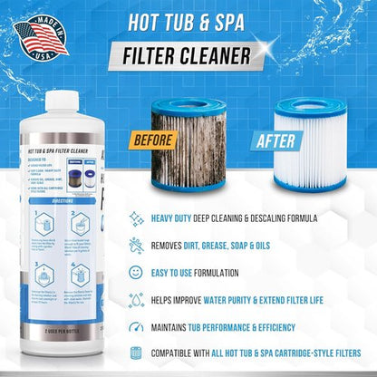ACTIVE Spa Hot Tub Filter Cleaner - Natural 32oz Soaking Solution for Prolonging Filter Life | Made in USA