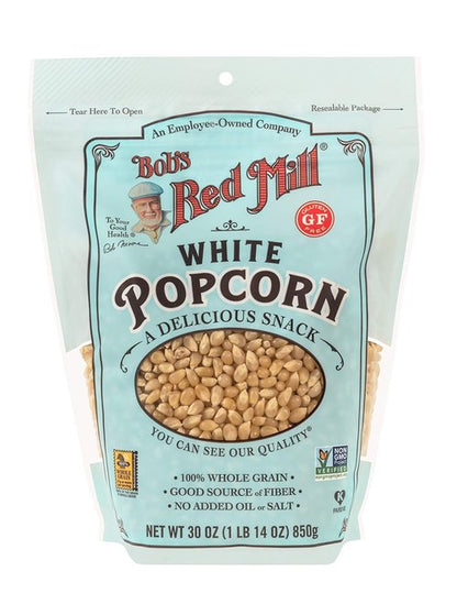 Bob's Red Mill White Popcorn - Non-GMO, Whole Grain, Vegan Snack | 30oz Pack
